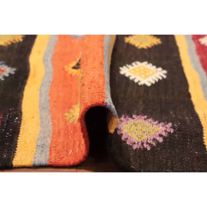 Hand Woven Oriental 100% Wool Carpet Southwestern Tribal Multi-Colored Kilim Area Rug - 9' 4'' X 5' 6''