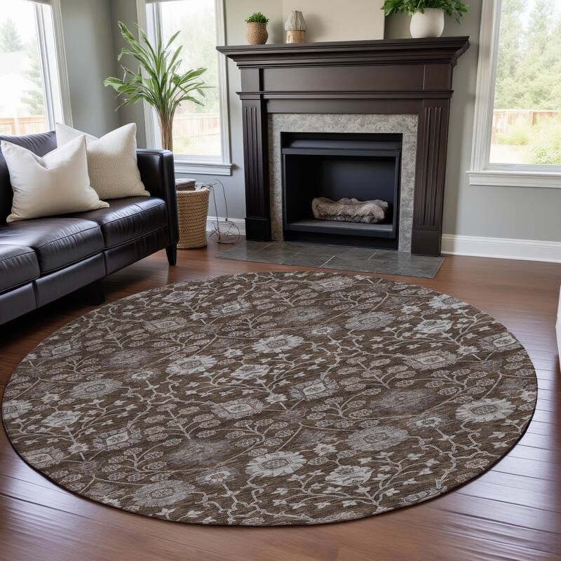 Premium Washable Super Soft Traditional Jansen Mayfield Rug - Chocolate - 8' x 8'