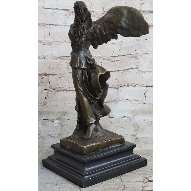 Nike Of Samothrace Winged Victory Greek Goddess Hot Cast Marble Base Sculpture