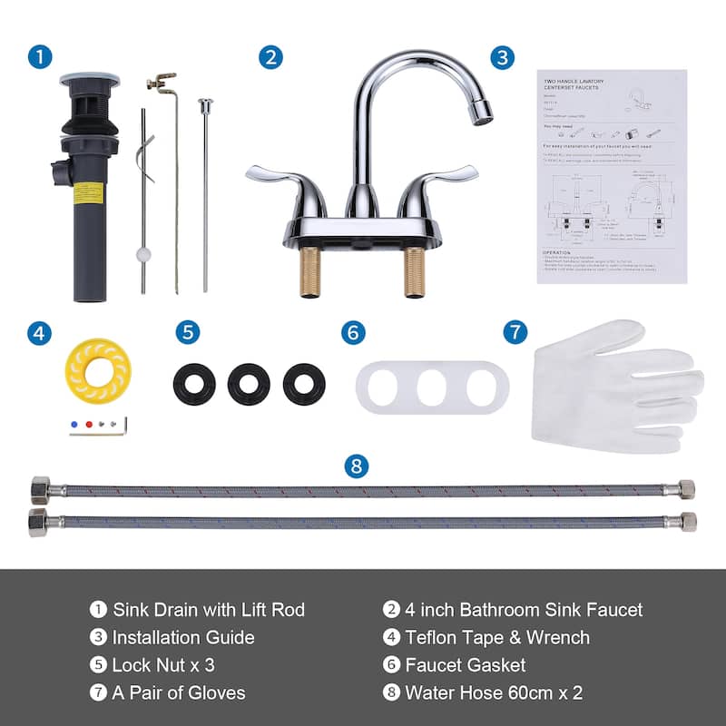 WOWOW 4 Inch Centerset Bathroom Faucet