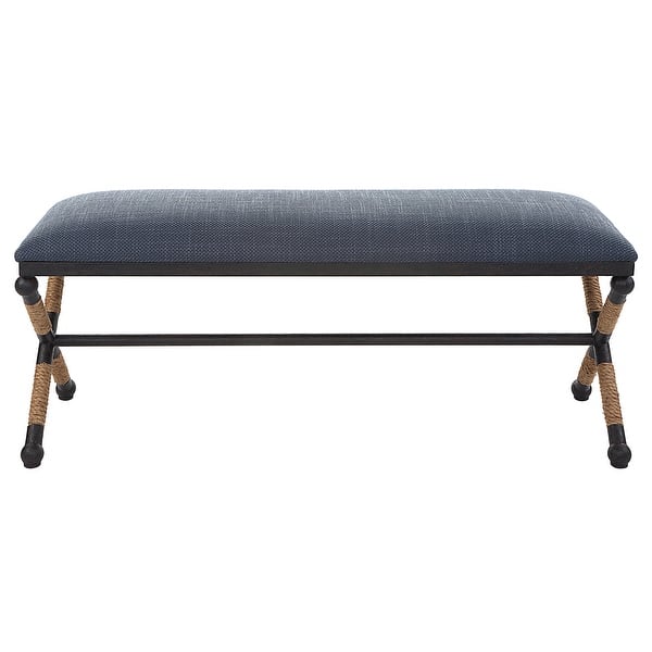 slide 2 of 9, Uttermost Firth Rustic Navy Bench - 48"W x 21"H x 16"D