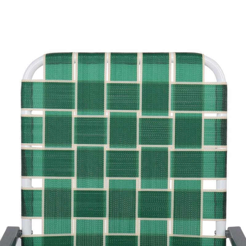 Outdoor Picnic Camping Folding Beach Chair Set of 2 - Dark Green