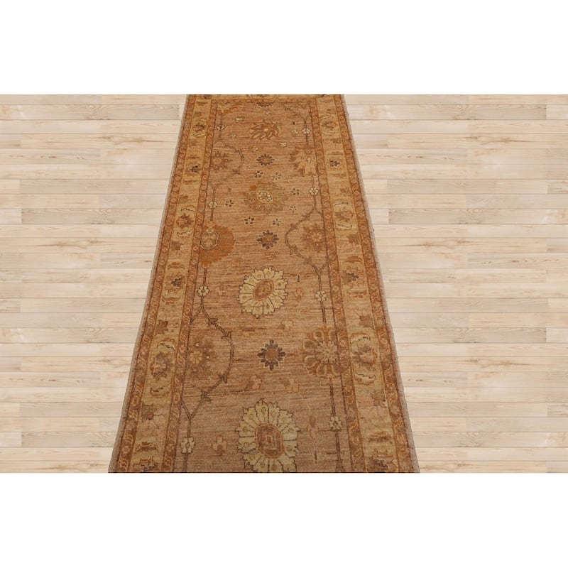 Runner Hand Knotted Tan Wool Peshawarr Traditional Oriental Area Rug - 2' 8'' x 10' 8''