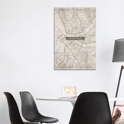 iCanvas "Pittsburgh City Map Abstract" by WallDecorAddict Canvas Print