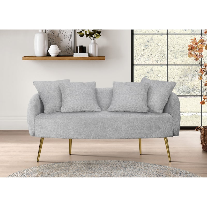 Molly Boucle Fabric Arm Chair with Ottoman