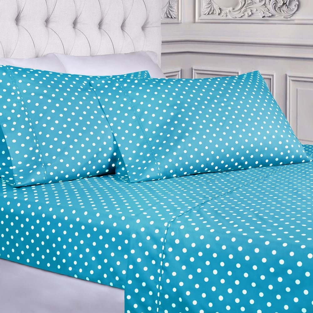 Superior Thread Count 600TC Cotton Blend Polka Dot Bed Sheet Set