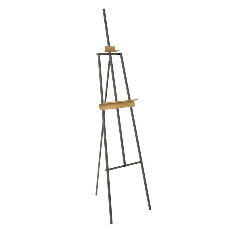 Metal Painter's Inspired 4 Tier Easel with Gold Accents - Black - Roche River Decor