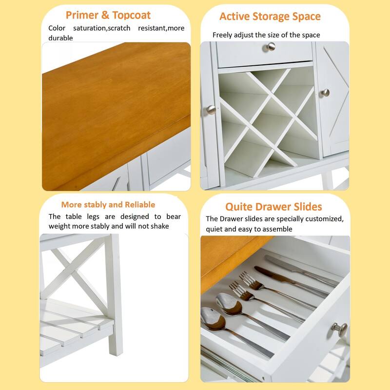 Bar Cabinet Console Table with Drawer, Wine Rack, Storage Shelf, Buffet Sideboard Coffee Bar for Kitchen Dining Entryway