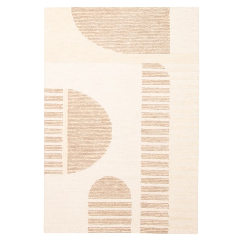 ECARPETGALLERY Hand Tufted Timeless Cream Wool Rug - 5'1 x 7'7 - Cream - 5'1 x 7'7