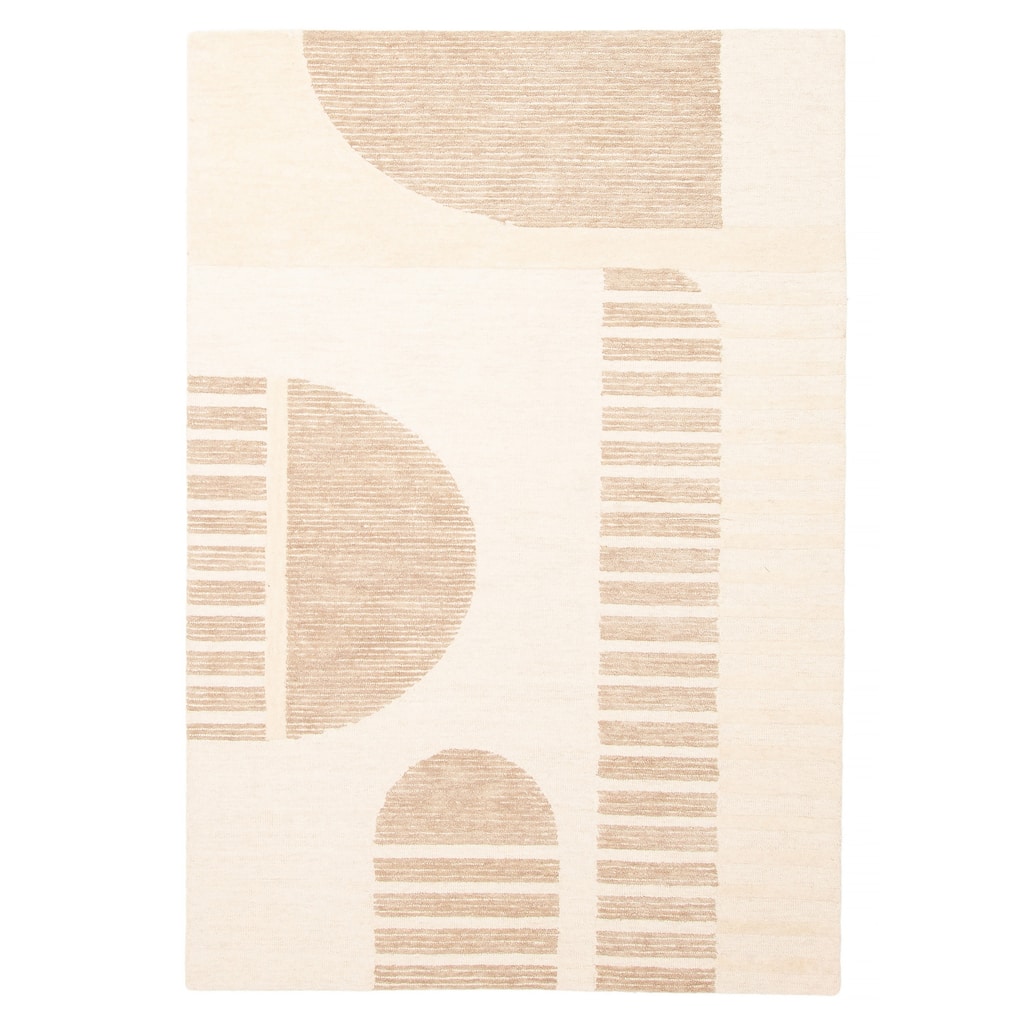 ECARPETGALLERY Hand Tufted Timeless Cream Wool Rug - 5'1 x 7'7