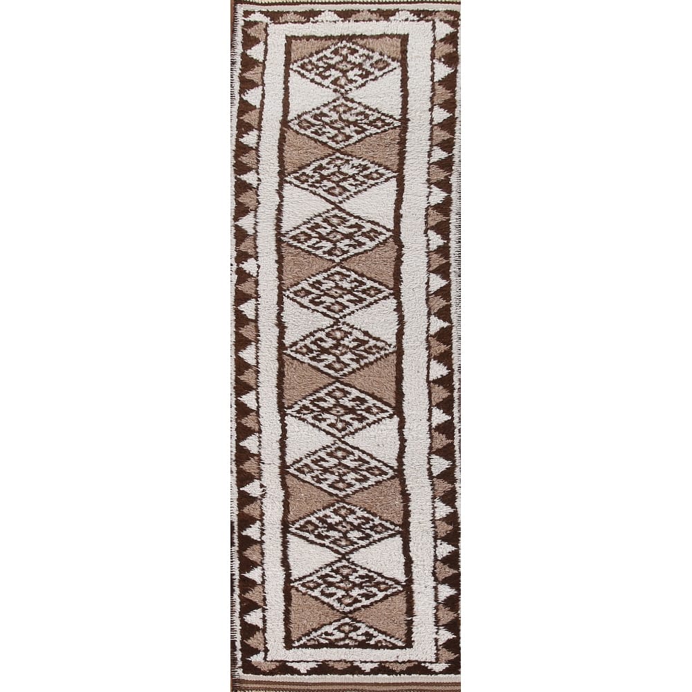 Natural Dye Tribal Anatolian Turkish Runner Rug Handmade Wool Carpet - 2'9"x 11'5"