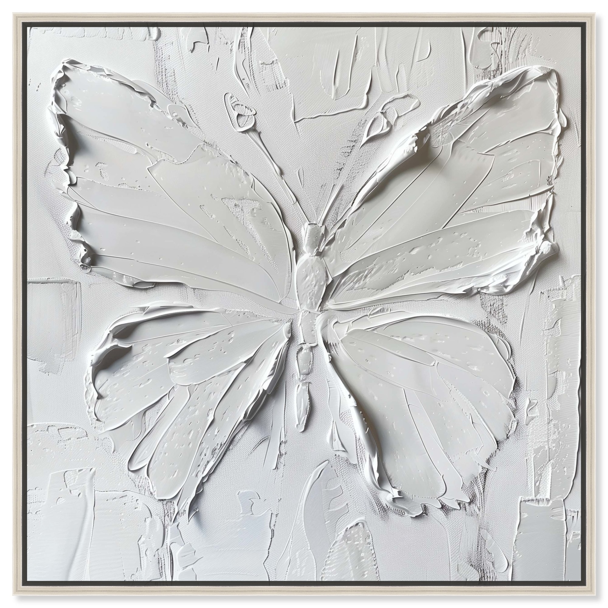 White Butterfly Canvas Elegant White Gold Wall Art by Art Remedy