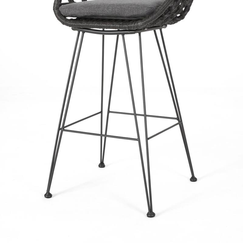 Oaks Aura 30-inch Modern Wood and Metal Patio Stool, Industrial Farmhouse Style Barstools, Set of 2
