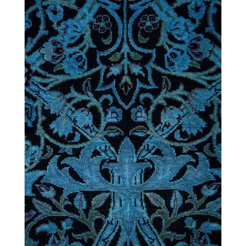 Overton Hand Knotted Wool Vintage Inspired Modern Contemporary Overdyed Blue Area Rug - 3' 2" x 5' 5"
