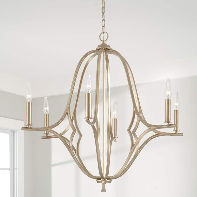 Claire 6-light Brushed Champagne Hanging Chandelier