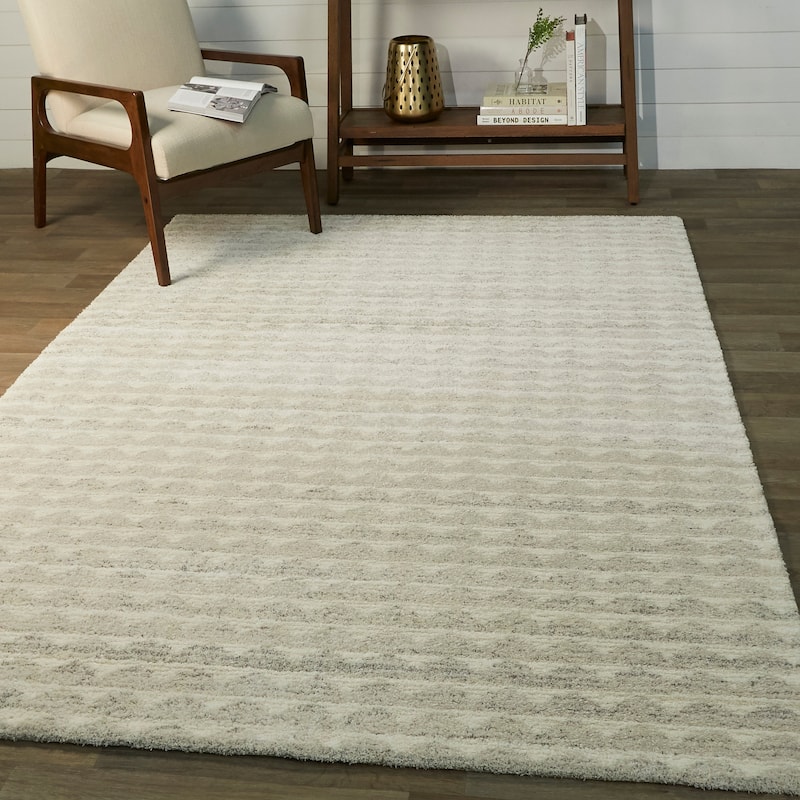 Sawyer Geometric Wave Pattern Modern Plush Area Rug