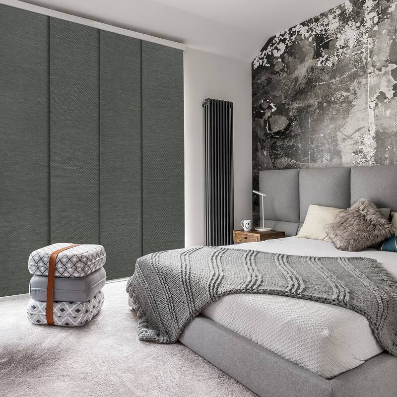 GoDear Design Natural Woven Adjustable Sliding Panel Track Blinds, Vertical Blinds, Dazzling Series, 45.8"- 86" W x 96" L