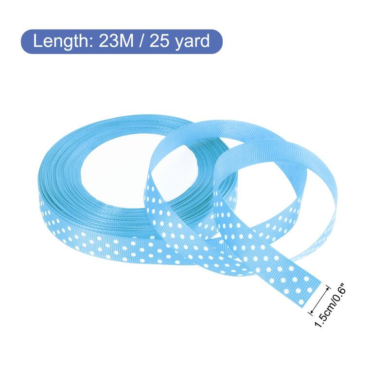 Grosgrain Ribbons with Dots Ribbon Bow Decoration - Blue - 25 Yards 5/8 Inch