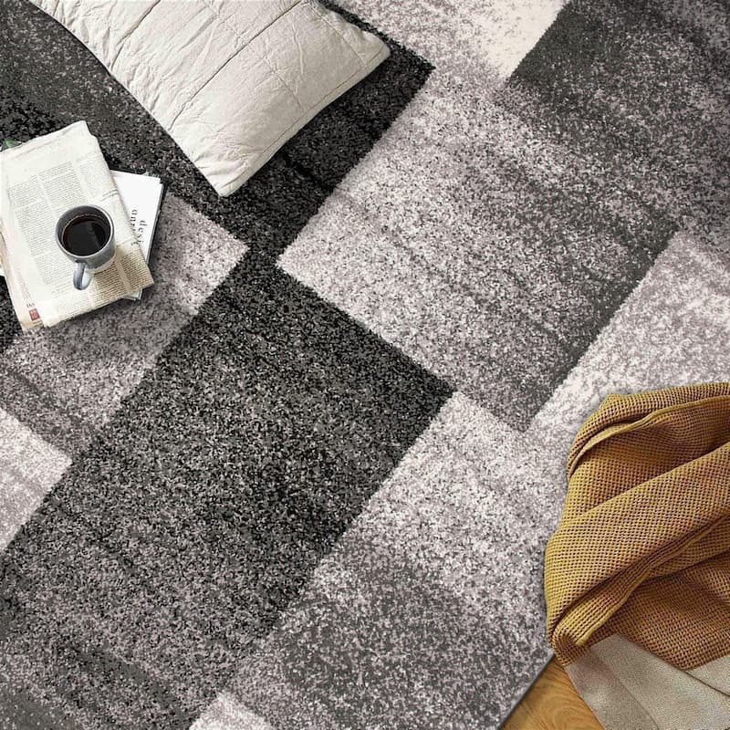 World Rug Gallery Modern Geometric Boxes Area Rug