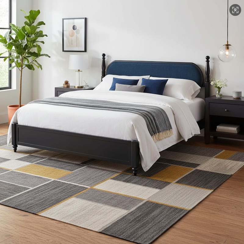 Christopher Knight Home - Alderwick Modern Upholstered Headboard Wood Low-Profile Platform Bed with Slatted Support