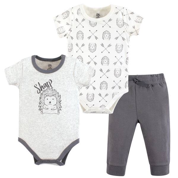 slide 1 of 1, Yoga Sprout Baby Boy Cotton Layette Set, Hedgehog 0-3 Months - Hedgehog