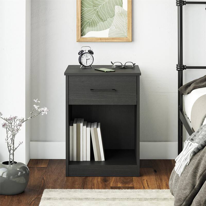 Ameriwood Home BrEZ Build Pearce Nightstand with Drawer - Black Oak