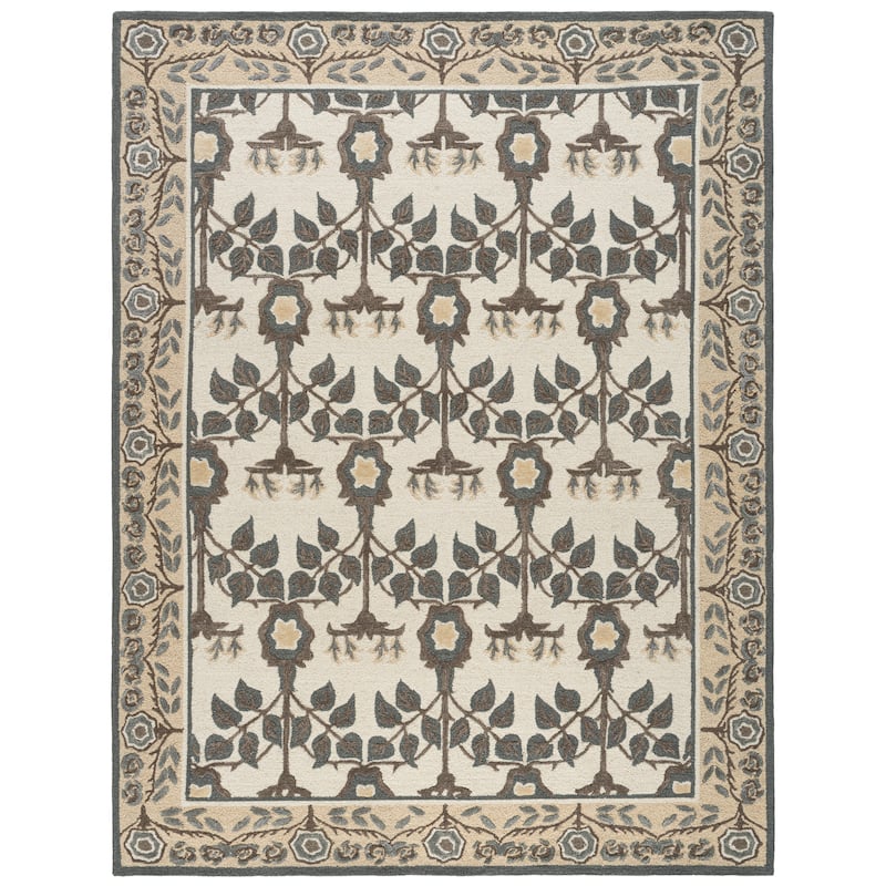 SAFAVIEH Handmade Earthly Treasure Aurelija Traditional Wool Rug - 8' x 10' - Ivory/Grey