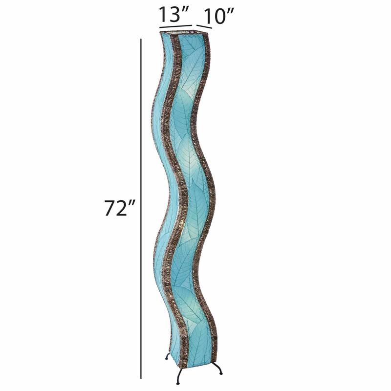 Eangee Handmade Wave Giant Floor Lamp, Cocoa Leaves Shade, 13 x 10 x 72 in.