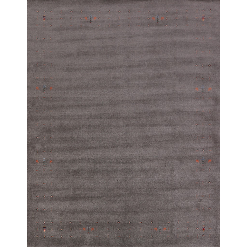 Hand Knotted Oriental 100% Wool Carpet Tribal Tribal Greys & Charcoal Gabbeh Area Rug - 10' 2'' X 8' 7''