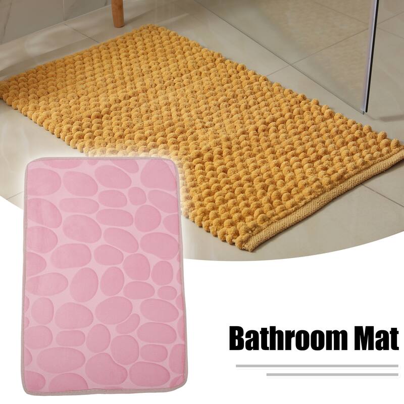 Cobblestone Pattern Bathroom Rugs, Polyester Bath Mat, Machine Washable 80x50cm - Pink