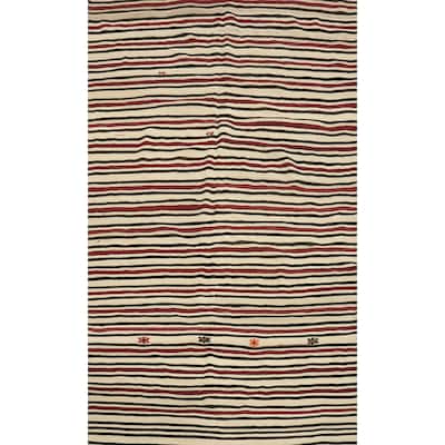 Hand Woven Oriental 100% Wool Carpet Southwestern Geometric Multi-Colored Kilim Area Rug - 8' 0'' X 4' 11''