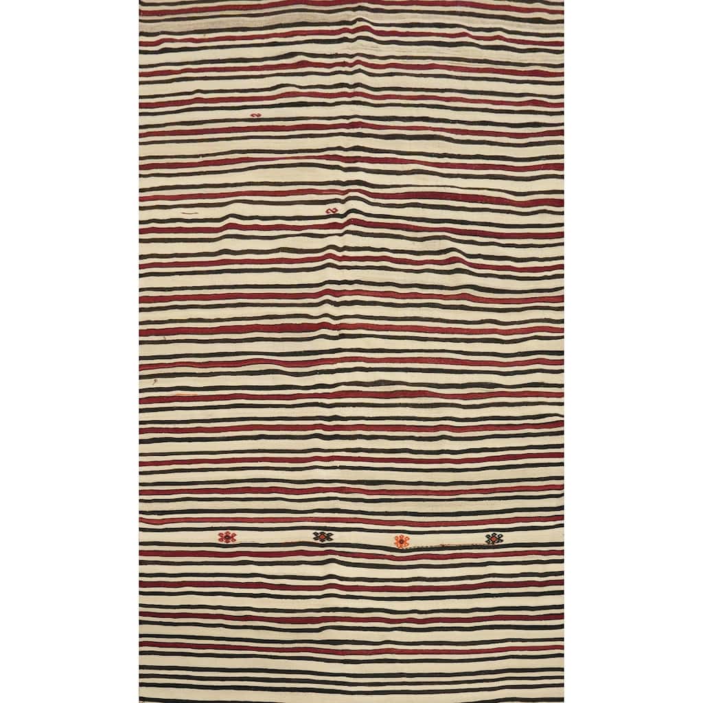 Hand Woven Oriental 100% Wool Carpet Southwestern Geometric Multi-Colored Kilim Area Rug - 8' 0'' X 4' 11''