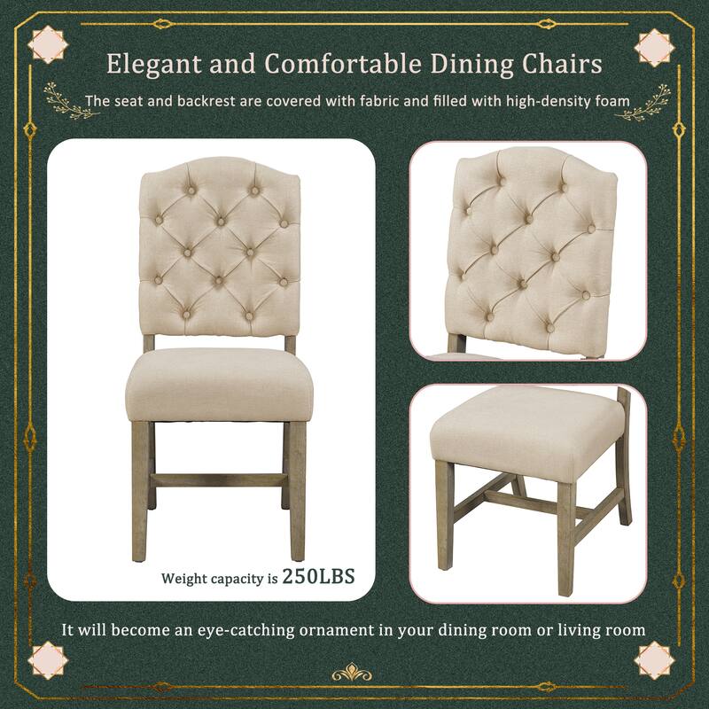 X-Cross Leg Round Dining Table Set Wooden Extendable End Table with 4 Upholstered Chairs for Dining Room & Living Room Bistro