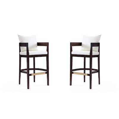 Manhattan Comfort Ritz 38 in. Dark Walnut Beech Wood Barstool (Set of 2)