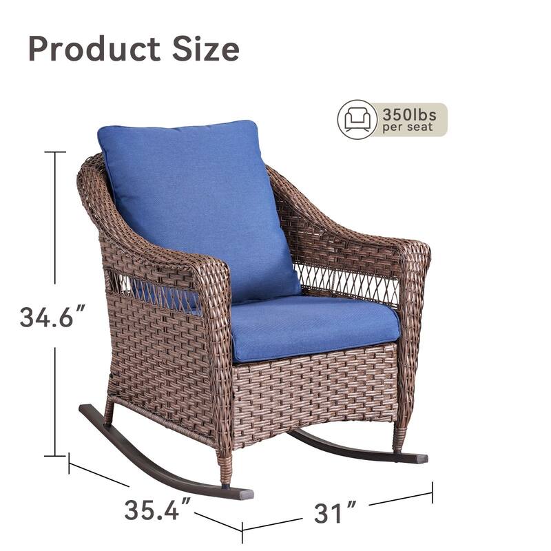 Pocassy Outdoor Wicker Rocking Chairs Sets of 2