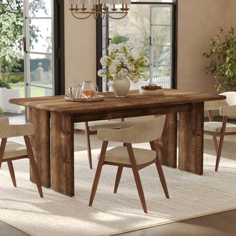 Solid Wood Dining Table for 4-6 People, 63-Inch Kitchen Table