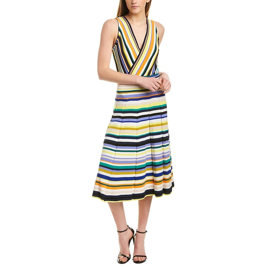 sleeveless surplice midi dress