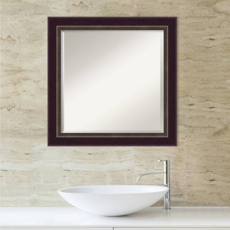 Beveled Wood Bathroom Wall Mirror - Signore Bronze Frame