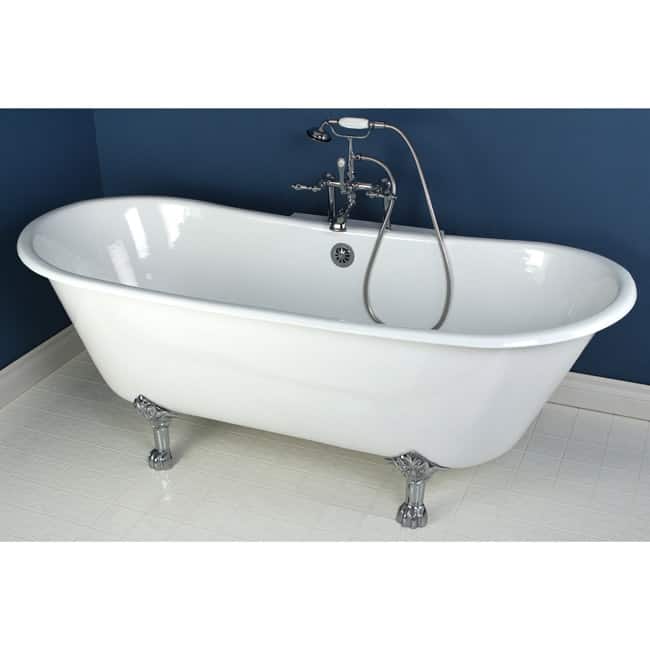 Kingston Brass Aqua Eden 67" Clawfoot Cast Iron Soaking Tub with
