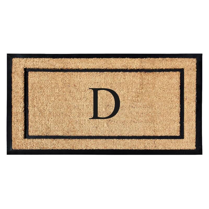 A1HC Natural Coir Monogrammed Door Mat for Front Door, Durable Large Outdoor Rug, Heavy Duty Welcome Doormat - 24" X 48"