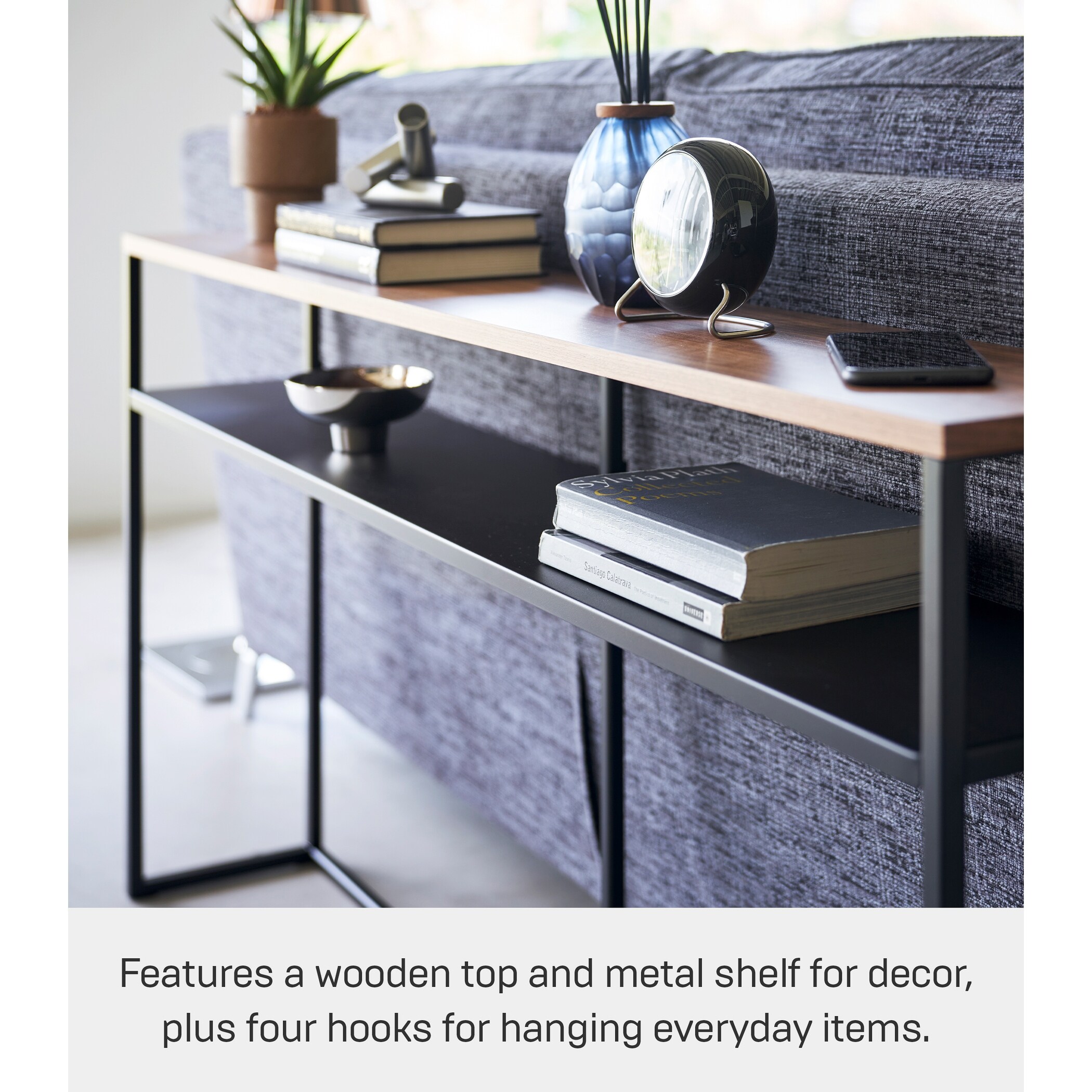 Yamazaki Home Long Console Table - Two Styles, Steel, Shelf, Holds