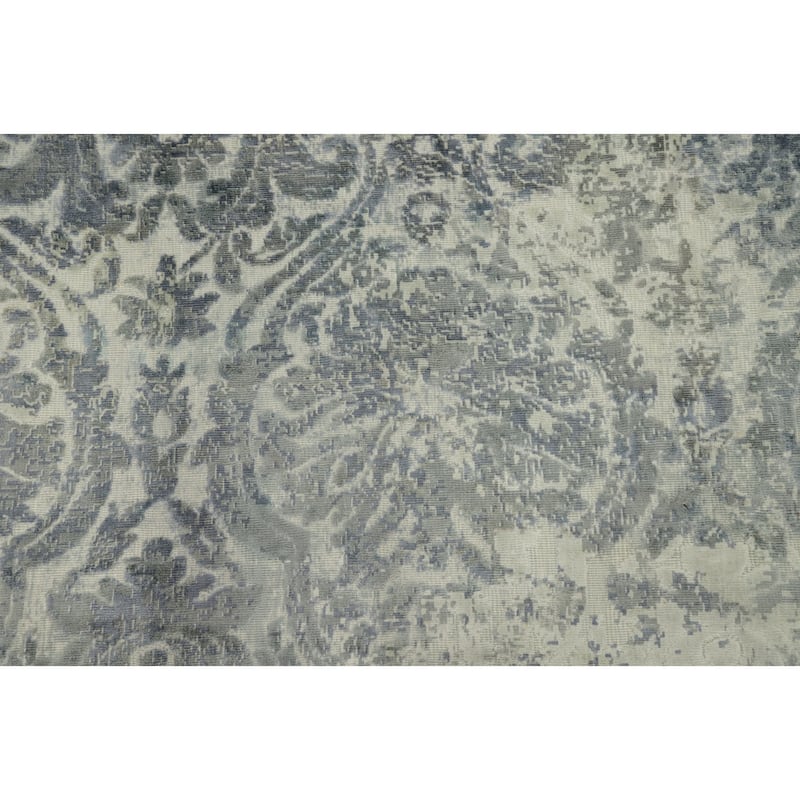 Hand Knotted Oriental Viscose Silk Carpet Modern Abstract Greys & Charcoal Abstract Area Rug - 8' 1'' X 5' 7''