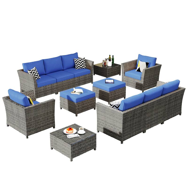 HOOOWOOO 12-piece Wicker Outdoor Sectional Sofa Set with Coffee Table