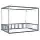 preview thumbnail 29 of 49, Full Size Wood Canopy Bed with Guardrails,Floor Bed For Kids