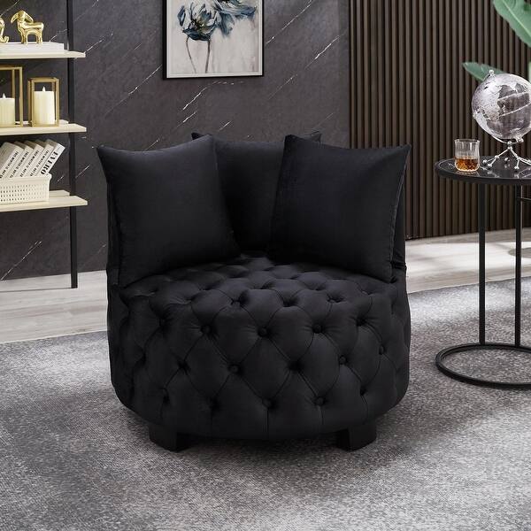 slide 2 of 25, Contemporary Upholstered Tufted Leisure Accent Chair Black