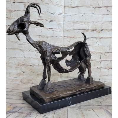 Pablo Pico She Goat 1952 Bronze Statue Sculpture Replica Figure Marble Base 14.5 Inches