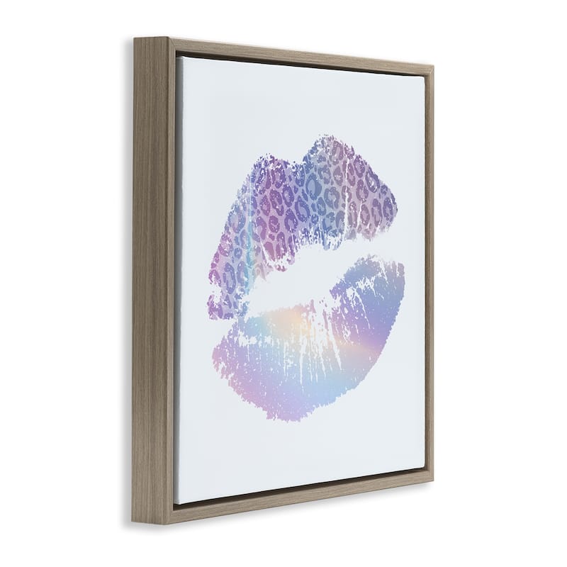 Stupell Glam Patterned Kiss Framed Floater Canvas Wall Art Design By Kim Allen