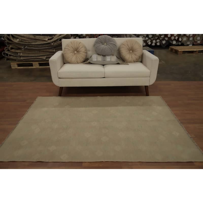 Hand Woven Oriental 100% Wool Carpet Southwestern Tribal Brown Kilim Area Rug - 6' 5'' X 4' 9''