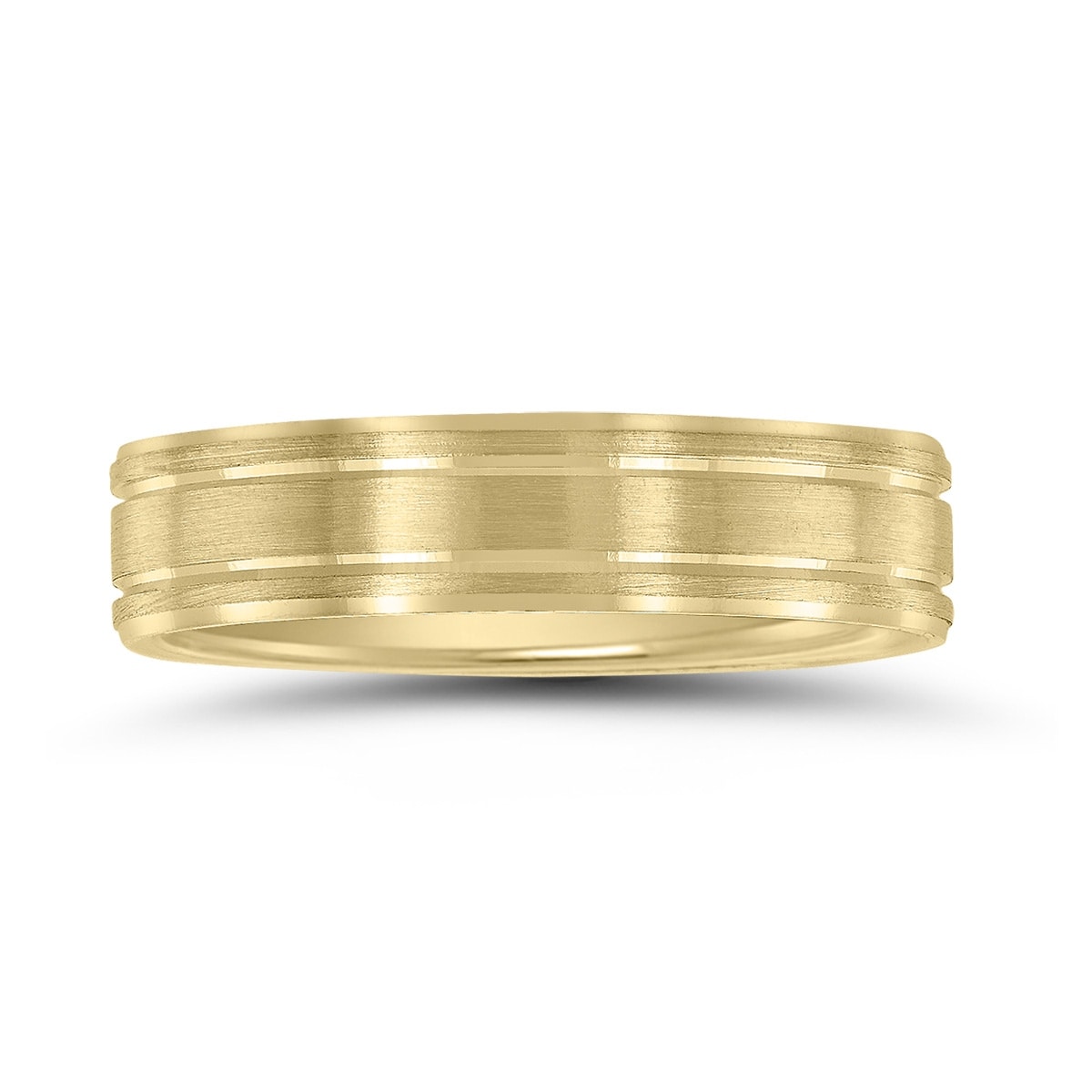 Marquee Men's 5mm Wedding Band with Bright Grooves and Emery Finish in 10K Yellow Gold