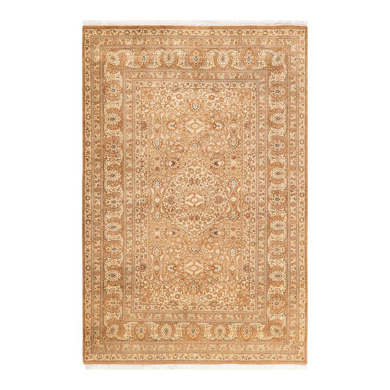 Overton Handknotted Wool Traditional Oriental Brown Area Rug - 6' x 9' - Bronze - 6' x 9'